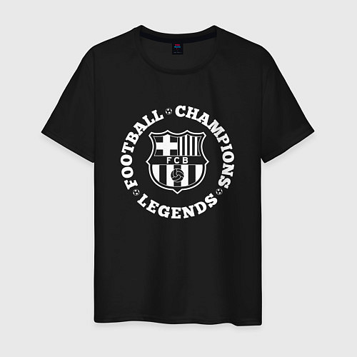 Мужская футболка Символ Barcelona и надпись Football Legends and Ch / Черный – фото 1