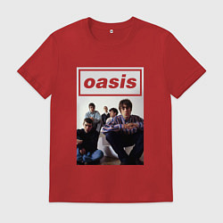 Футболка хлопковая мужская Рок-группа OASIS, цвет: красный