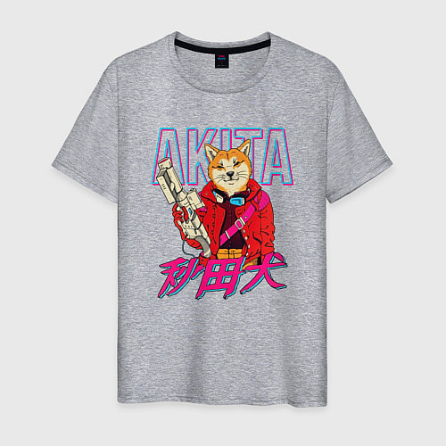 Мужская футболка Japanese Akita Inu / Меланж – фото 1