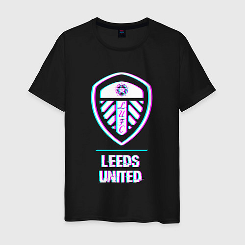 Мужская футболка Leeds United FC в стиле Glitch / Черный – фото 1