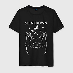 Футболка хлопковая мужская Shinedown Рок кот, цвет: черный