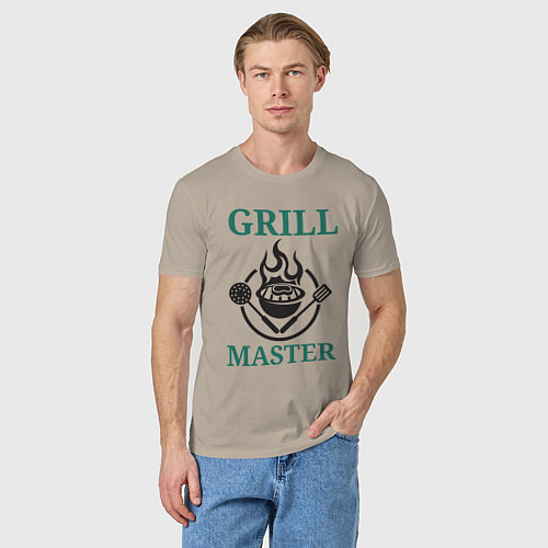 Мужская футболка Гриль мастер текст Grill master / Миндальный – фото 3