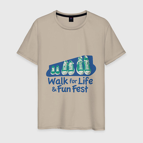 Мужская футболка WALK FOR LIFE FUN FEST / Миндальный – фото 1
