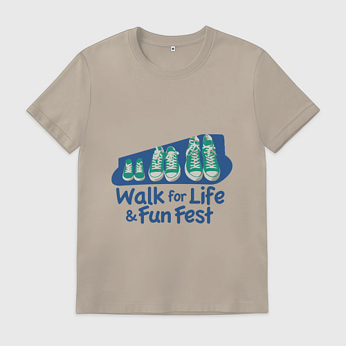 Мужская футболка WALK FOR LIFE FUN FEST / Миндальный – фото 1