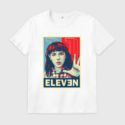 Футболка хлопковая мужская Stranger Things Eleven, цвет: белый
