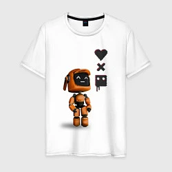 Футболка хлопковая мужская Оранжевый робот с логотипом LDR, цвет: белый