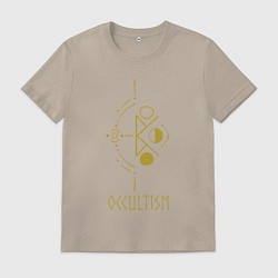 Футболка хлопковая мужская Руническая вязь - Оккультизм, цвет: миндальный