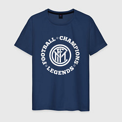 Футболка хлопковая мужская Символ Inter и надпись Football Legends and Champi, цвет: тёмно-синий