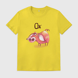 Футболка хлопковая мужская Ох уставшая свинка, цвет: желтый