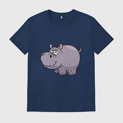 Футболка хлопковая мужская Милый Бегемот, цвет: тёмно-синий