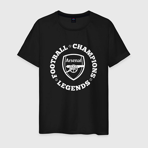 Мужская футболка Символ Arsenal и надпись Football Legends and Cham / Черный – фото 1