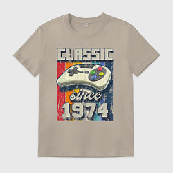 Футболка хлопковая мужская Классика 1974 года, цвет: миндальный