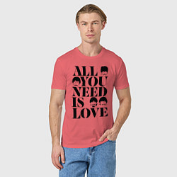 Футболка хлопковая мужская ALL YOU NEED IS LOVE THE BEATLES, цвет: коралловый — фото 2