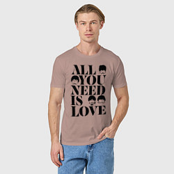 Футболка хлопковая мужская ALL YOU NEED IS LOVE THE BEATLES, цвет: пыльно-розовый — фото 2