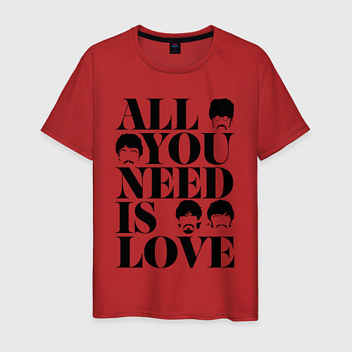 Мужская футболка ALL YOU NEED IS LOVE THE BEATLES / Красный – фото 1
