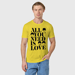 Футболка хлопковая мужская ALL YOU NEED IS LOVE THE BEATLES, цвет: желтый — фото 2