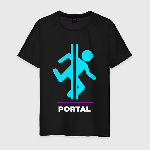 Мужская футболка Символ Portal в неоновых цветах / Черный – фото 1