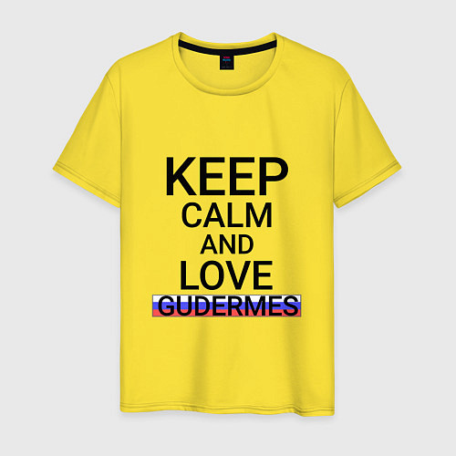 Мужская футболка Keep calm Gudermes Гудермес / Желтый – фото 1