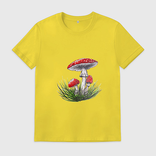 Мужская футболка Мухоморы в траве / Желтый – фото 1
