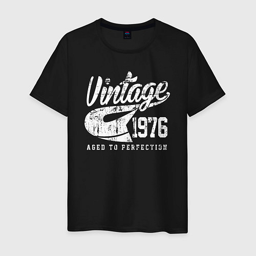 Мужская футболка Винтаж 1976 совершенный в возрасте / Черный – фото 1
