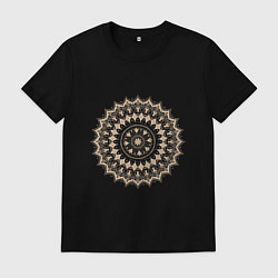 Футболка хлопковая мужская Магическая золотая мандала, цвет: черный