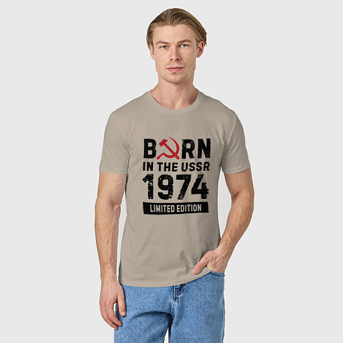 Мужская футболка Born In The USSR 1974 Limited Edition / Миндальный – фото 3