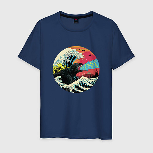 Мужская футболка Hokusai Kaiju / Тёмно-синий – фото 1