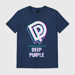 Футболка хлопковая мужская Deep Purple Glitch Rock, цвет: тёмно-синий