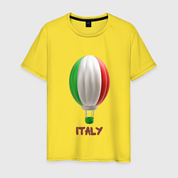 Футболка хлопковая мужская 3d aerostat Italy flag, цвет: желтый
