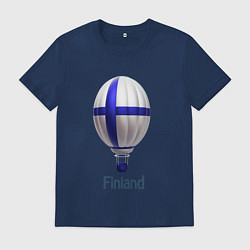 Футболка хлопковая мужская 3d aerostat Finland flag, цвет: тёмно-синий