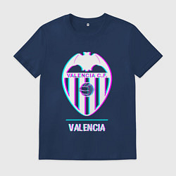 Футболка хлопковая мужская Valencia FC в стиле Glitch, цвет: тёмно-синий