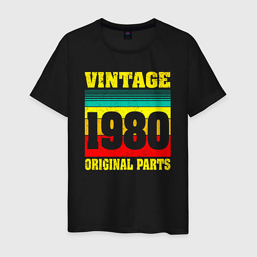 Мужская футболка Винтаж 1980 оригинальные детали / Черный – фото 1