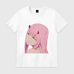 Футболка хлопковая мужская Zero Two крупный план, цвет: белый