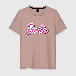 Футболка хлопковая мужская Barbie logo, цвет: пыльно-розовый