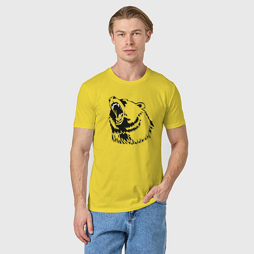 Мужская футболка Медведь арт чб / Желтый – фото 3