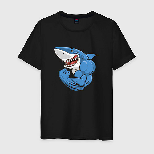 Мужская футболка Акула из Икеи на спорте / Черный – фото 1