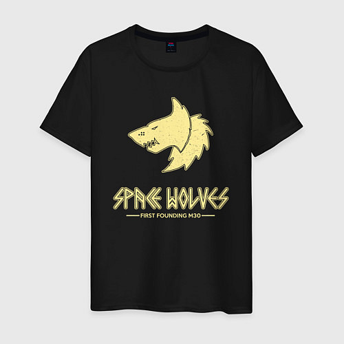 Мужская футболка Космические волки лого винтаж / Черный – фото 1