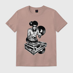 Футболка хлопковая мужская Bruce Lee - Vinyl Dj, цвет: пыльно-розовый