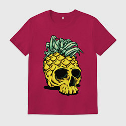 Футболка хлопковая мужская Череп-ананас Лето, цвет: маджента