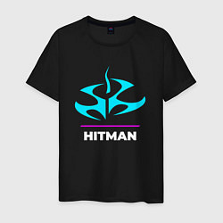 Футболка хлопковая мужская Символ Hitman в неоновых цветах, цвет: черный