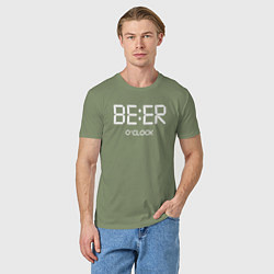 Футболка хлопковая мужская Beer oclock Пивной час, цвет: авокадо — фото 2