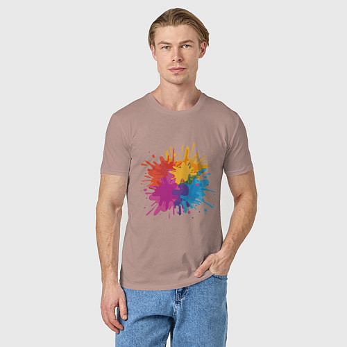 Мужская футболка Paint splashes / Пыльно-розовый – фото 3