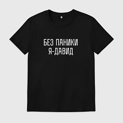 Футболка хлопковая мужская Без паники я Давид, цвет: черный