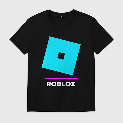 Мужская футболка Символ Roblox в неоновых цветах / Черный – фото 1