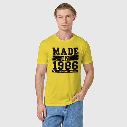 Мужская футболка Сделано в 1986 все детали оригинальные / Желтый – фото 3