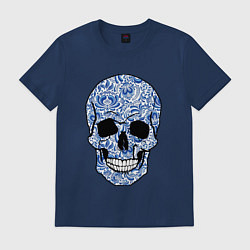Футболка хлопковая мужская Skull gzhel, цвет: тёмно-синий