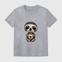 Футболка хлопковая мужская Футбол - Ленивец, цвет: меланж