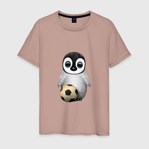 Мужская футболка Футбол - Пингвин / Пыльно-розовый – фото 1