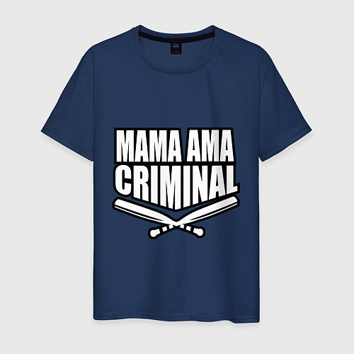 Мужская футболка Mama ama criminal / Тёмно-синий – фото 1
