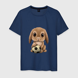 Футболка хлопковая мужская Футбол - Кролик, цвет: тёмно-синий